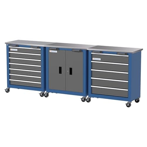 LARBANKE Combination Tool Cabinet,3 Different Types of Tool Cabinets with Connecting Buckle:5-Drawer/7-Drawer/Double-Door Tool Cabinet,Individually Usable,Large Rolling Tool Chest with Wheels