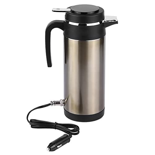 Acouto 12V Car Electric Kettle 1000ML Stainless Steel Car Electric In-car Kettle Travel Thermoses Heating Water Bottle Heating Cup