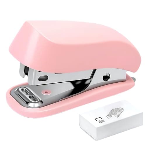 Mini Stapler with Staples, 2025 Cute Small Stapler for Desk, Portable Mini Staplers with Remover Function, Ideal Gift for Students, Home, Office & School Supplies (Pink)