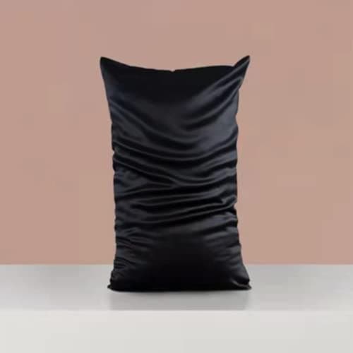 Organic Silk Pillowcase for Hair and Skin Made in USA, Natural Mulberry Silk Pillow Cases Black, 22 Momme, Oeko-TEX Certified, Anti Acne, 1 Pc 20"x26" (Standard, Black) 5