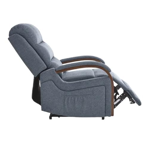 FLEXISPOT Dual Motor Electric Lay Flat Reclining Chair with Massage & Heat, Power Lift Recliner Chair for Elderly with Side Pockets, Fabric Single Sofa for Living Room, Blue-Gry 9