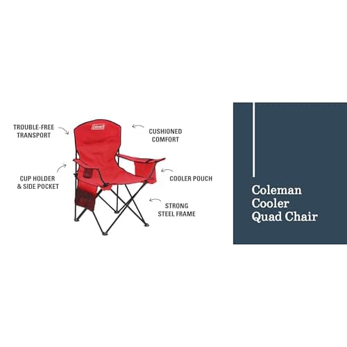 Coleman Portable Camping Chair with 4-Can Cooler, Cushioned Seat & Back with Side Pockets & Cup Holder, Carry Bag Included, Great for Camping, Tailgating, Firepits, Patio, & More 9