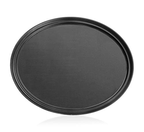 New Star Foodservice 25514 Non-Slip Tray, Plastic, Rubber Lined, Oval, 22-Inch x 27-Inch, Large, Black