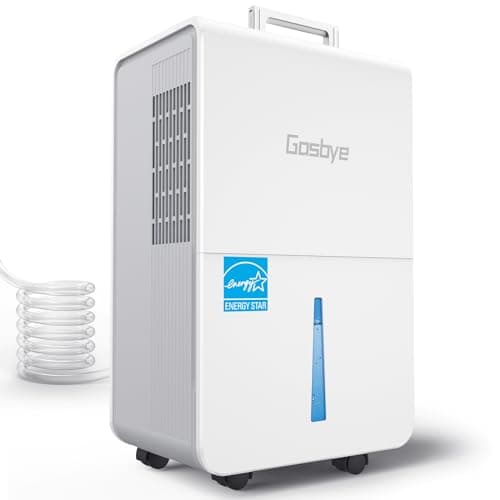 Gasbye 4500 Sq. Ft. Energy Star Dehumidifier for Basement with Drain Hose, Max 115 Pints/Day Dehumidifier for Large Room, Powerful Humidity Control, Easy Drainage, Auto-restart, White