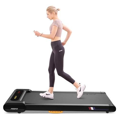 AXEFIT Walking Pad Treadmill, Under Desk Treadmill for Home Office, 2.5HP Portable Walking Pad with Remote Control, LED Display