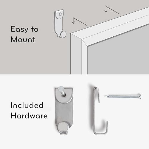 U Brands Bulletin Board, 18 x 24 Inch Linen Fabric Pin Board, Farmhouse White Wood Style Frame, Wall Message Center & Vision Board for Farmhouse Decor, Home Office, Classroom, Includes Push Pins 5