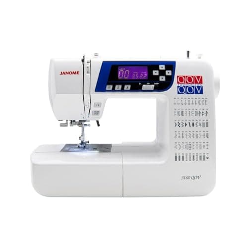 Janome 3160QOV Quilts of Valor Full-Size Quilting Sewing Machine with 60 Built-In Stitches, 6 One-Step Buttonholes, and Backlit LCD Screen (White)