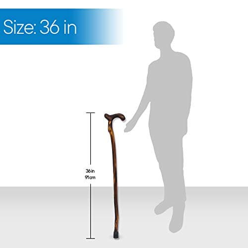 RMS Wood Cane - 36 Inches Natural Wood Walking Stick - Handcrafted Wooden Offset Cane for Men or Women (Smooth Derby Handle) 6