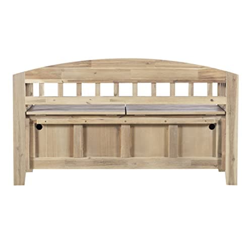 Linon Frankie Natural Wood Washed Storage Bench 9