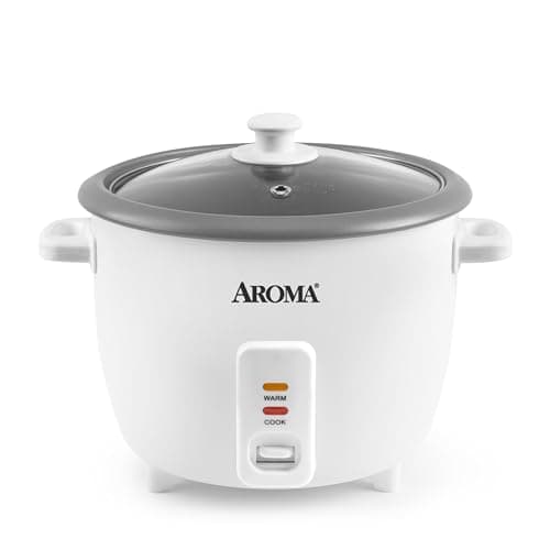 AROMA® Rice Cooker, 8-Cup (Uncooked) / 16-Cup (Cooked), Pot-Style Rice Cooker and Soup Warmer with One-Touch Control, 4 Qt, White, ARC-368NG
