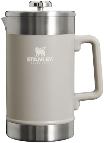 STANLEY Classic Stay-Hot French Press Coffee Maker 48 oz | 5 Minute Brew, 4 Hours Hot | Mesh Filter for Coffee Grounds | Insulated Stainless Steel French Press | BPA-Free | Ash