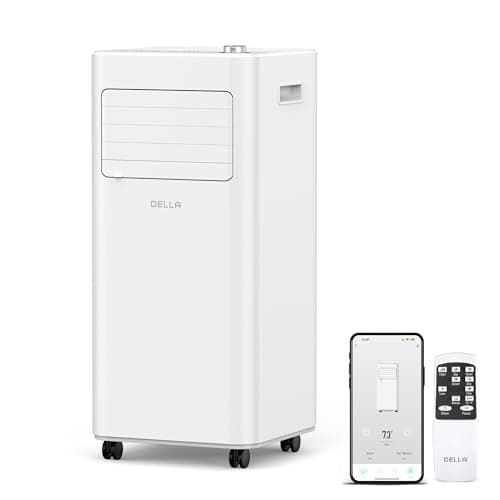 DELLA Smart WiFi Enabled 10000 BTU Portable Air Conditioner Cools Up To 250 Sq. Ft. Work with Alexa,Geo Fencing Cooling, Dehumidifier & Fan Portable AC Unit w/Remote Control & Window Kit