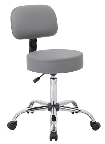 Boss Office Products Be Well Medical Spa Professional Adjustable Drafting Stool with Back, Grey (B245-GY)
