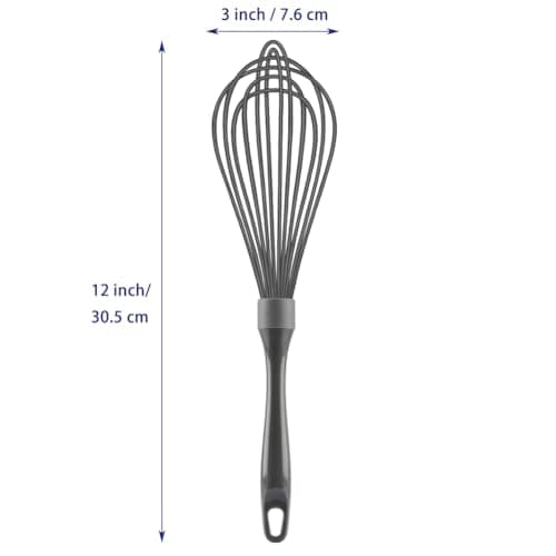 OYV Dishwasher Safe Whisk, Professional Whisks for Cooking Non-Scratch, Stainless Steel & Silicone Wisk, Plastic Rubber Whisk Tool for Nonstick Cookware Pans, Heat Resistant,12-Inch, Grey 6