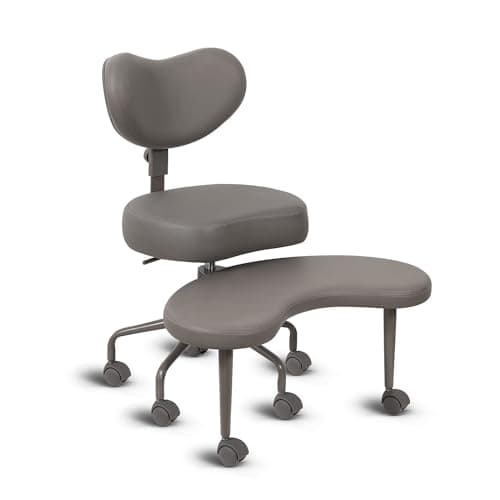 Pipersong Meditation Cross Legged Chair PRO, ADHD Chair with Height Adjustable Backrest, Criss Cross Desk Use with Footrest and Wheels for Home Office, Flexible Design for Fidgety Sitters, Gray
