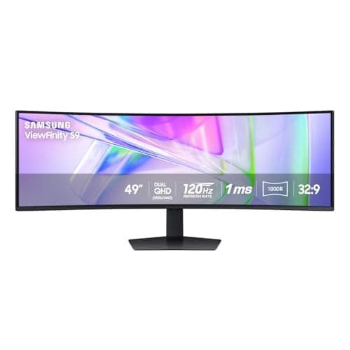 Samsung 49” Business Curved Ultrawide Dual QHD Computer Monitor, USB-C, DisplayPort, HDMI, 120Hz, VESA DisplayHDR 400, Built-in Speakers, Height Adjustable Stand, Eye Care, LS49C954UANXZA, 2024