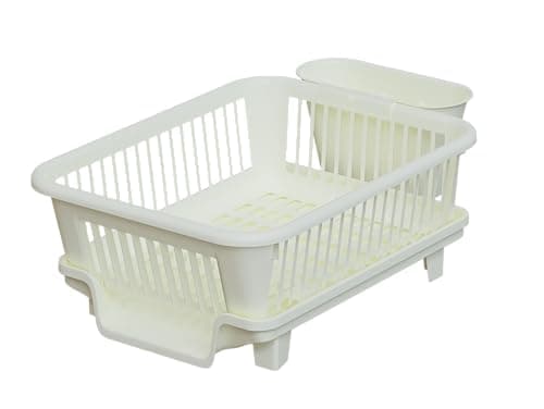 Stanplas 3pc Large Dish Drying Rack, Space Saving Dish Rack for Kitchen Counter, Plastic Dish Rack with Cutlery Holder and Dish Drainer 7