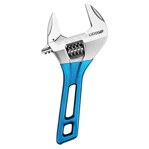 Lichamp 8-Inch Stubby Adjustable Wrench with 44 mm Wide Jaw Opening for Plumbing Automotive and Industry Tight Spaces Work