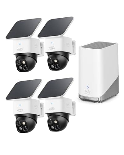 eufy Security SoloCam S340 4-Cam Kit (HomeBase S380), Solar Security Camera, Wireless Outdoor Camera, 360° Pan and Tilt Surveillance, No Blind Spots, 2.4 GHz Wi-Fi, No Monthly Fee