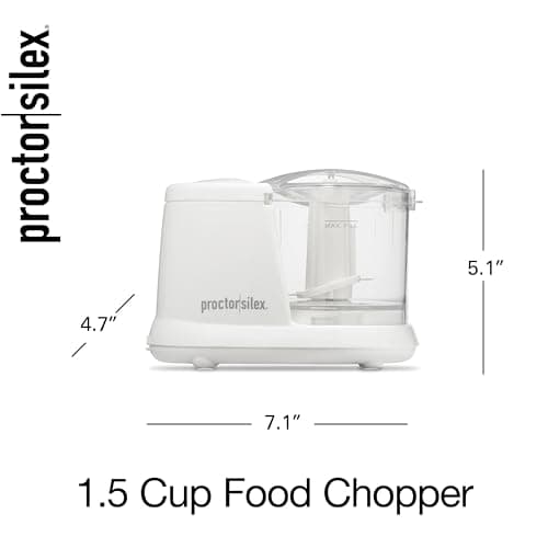 Proctor Silex Durable Electric Vegetable Chopper & Mini Food Processor for Chopping, Puree & Emulsify, 1.5 Cup, White 8