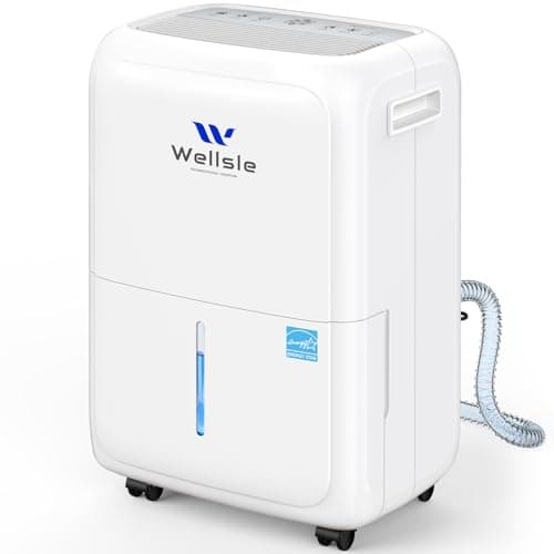 Wellsle Energy Star Certified 52 Pint Dehumidifier for Home and Basement, Portable Dehumidifier with Drain Hose and 1.59 Gal Water Tank, Quiet Dehumidifiers for Bedroom, Living Room, Garage.