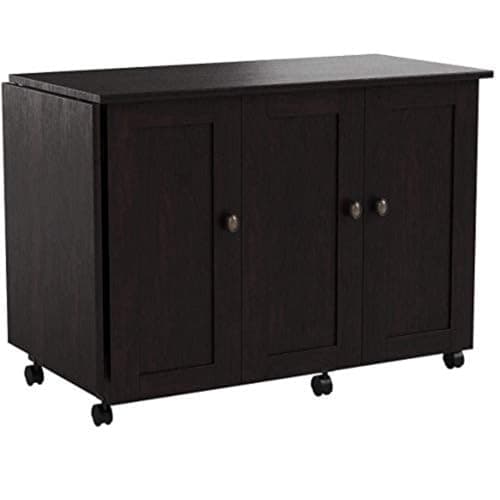 Sauder Miscellaneous Storage Easy Rolling Sewing and Craft Table/Cart/ Pantry cabinets, Cinnamon Cherry finish