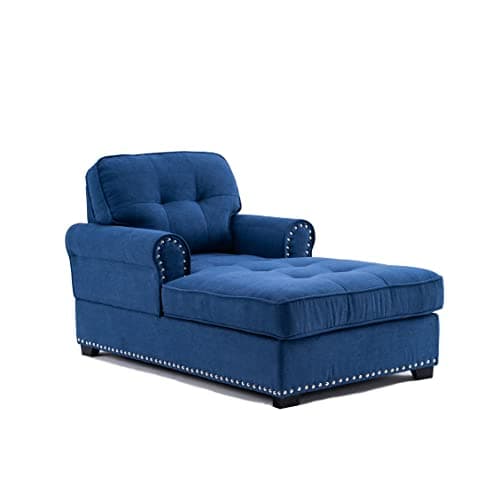 Alexent Chaise Lounge Sofa Bed Sleeper 59" Chair - Traditional Indoor Living Room, Bedroom, Apartment Tufted Classic - Navy Blue