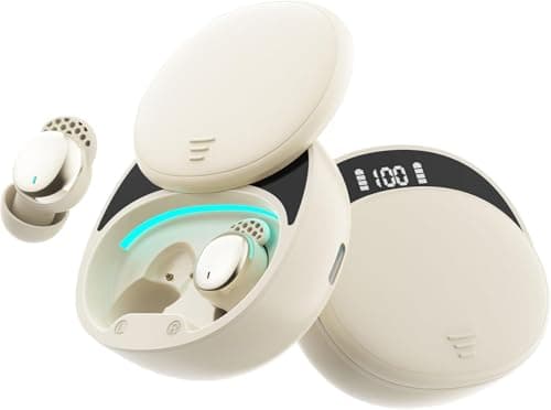 Ertuly Sleep Earbuds for Side Sleepers Small Ear Buds for Sleeping Headphones Comfortable Noise Blocking LED Power Display Music Sleep Dual Mode for Sleeping Working Hiking (Deep Gold)