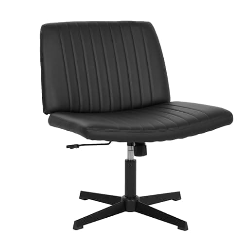 FDW Criss Cross Chair Armless Cross Legged Office Desk Chair Adjustable Swivel Ergonomic Desk Chair No Wheels U Shaped Backrest with Wide Seat Native Sponge Computer Task Vanity Chair for Home Office