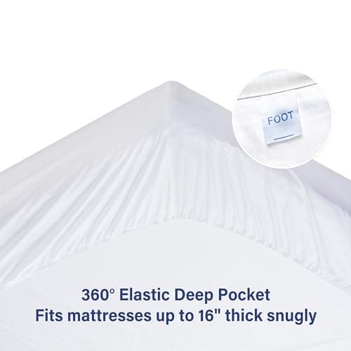 Split King/2 Pack Twin XL Fitted Sheet Only, 100% Egyptian Cotton, 600 Thread Count, 8"-16" Deep Pocket Sateen Weave Bottom Sheet, Soft Breathable Hotel Quality (Split King/2 Pack Twin XL, White) 5