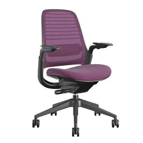 Steelcase Series 1 Office Chair - Ergonomic Work Chair with Wheels for Carpet - Helps Support Productivity - Weight-Activated Controls, Back & Arm Support - Easy Assembly - Concord