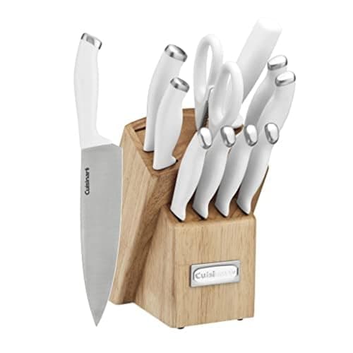 Cuisinart Block Knife Set, 12pc Cutlery Knife Set with Steel Blades for Precise Cutting, Lightweight, Stainless Steel, Durable & Dishwasher Safe, C77SSW-12P