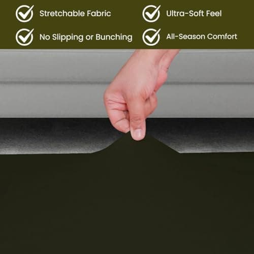 100% Combed Cotton Prewashed Jersey Knit Fitted Sheet only - Snug Fit, Stay in Place - Fits Mattresses Up to 14" Deep Pocket - Ultra Soft, Wrinkle & Fade Free - Comfy Fitted Sheet Queen Olive Green 6