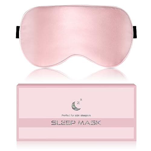 BLSSNZ Silk Sleep Mask for Women - Soft Breathable Organic Natural Mulberry Silk Fabric Blackout Eye Mask for Sleeping with Adjustable Straps No Pressure Eye Mask for Travel Essentials Gifts (Pink)