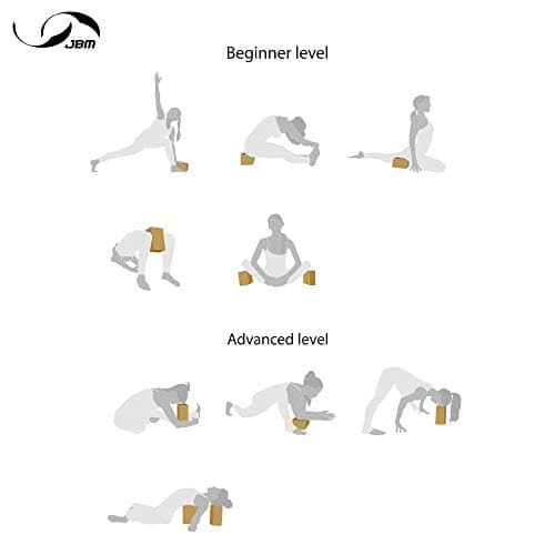 JBM Yoga Blocks 2 Pack with Strap, Cork Block 2 Pack EVA Foam Yoga Bricks Set,Stretch Blocks(Black) 9