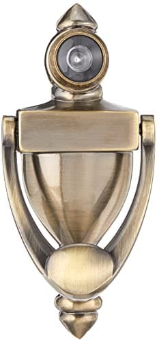 Prime-Line S 4235 Door Knocker and Viewer, Diecast Construction, Antique Brass Finish (Single Pack) 2