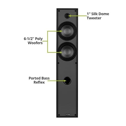 Dayton Audio Classic T65 Floor-Standing Tower Speaker Pair (Black) 5