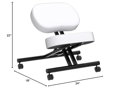 DRAGONN by VIVO Ergonomic Kneeling Chair, Adjustable Stool for Home and Office - Improve Your Posture with an Angled Seat - Thick Comfortable Cushions, White, DN-CH-K01W 3