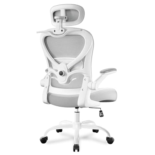 Freepub Ergonomic Office Chair with Headrest 3D, Mesh Office Desk Chair with Adjustable Lumbar Support, Computer Chair with Flip up Armrests, 350LBS Capacity - Design for Home/Offices - Grey