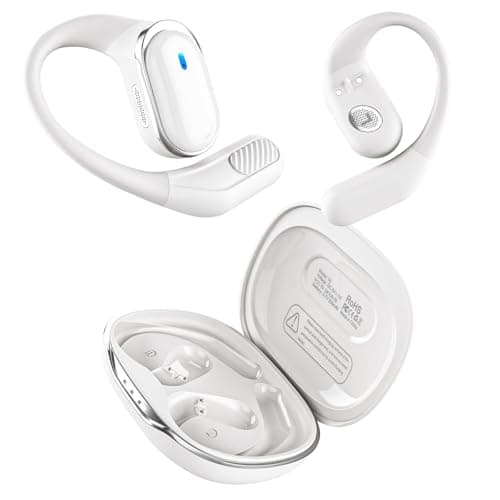 TRASUSI Bluetooth Earbuds Wireless Headphones, 50Hrs Playtime Stereo Sound Earphones with IPX7 Waterproof Open Ear Buds, Ideal for Fitness, Travel - White
