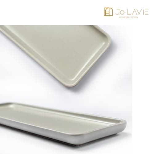 JO LAVIE Beige Ceramic Vanity Tray – Small Rectangular Organizer for Bathroom Counter, Kitchen, Home Decor – Multi-Purpose Tray for Soap Dispenser, Accessories 6