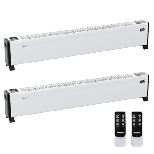 ROVSUN 48'' Electric Baseboard Heater with Remote & Timer, 1500W Convection Space Heater w/Adjustable Heating Modes, Touch Panel, Overheat & Tip-Over Protection for Indoor Home Bedroom Office, 2 Pack