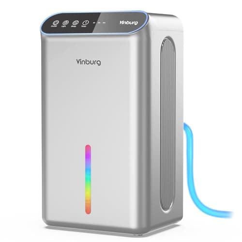 Dehumidifiers for Home (85 OZ Water Tank, 800 sq.ft) Quiet Small Dehumidifier for Basement Bedroom Bathroom with Drain Hose, 3 Gear Timer, Sleep Mode, Auto Shut Off, 7 Color Ambient Light