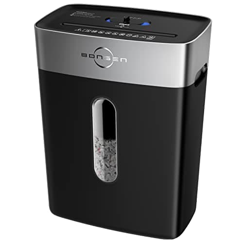 BONSEN Paper Shredder for Home Office, 4 Gallons Bin, 10-Sheet Cross-Cut Shredder, P-4 High Security Level, Quiet Credit Card Shredder with Jam Proof System (S3201)