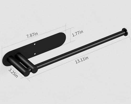 Under Cabinet Paper Towel Holder for Kitchen, Upgraded Heavy Duty Double Pole Design, Both Available in Adhesive & Screws, Self-Adhesive Bar Rack for Kitchen Towel, Stainless Steel, Black 8