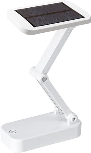 keeda Solar Foldable Desk Lamp, Portable Dimmable LED Reading Lamp with Solar & USB Charging Port for Student Bedside Night Light Cordless Table lamp for Office, Bedroom, Travel, Emergency (White)