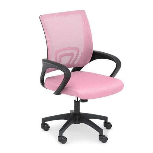 Athena Collection Computer Office Chair, Ergonomic Desk Chair with Rolling Wheels, Mesh Back Support and Height Adjustable, Small and Comfy for Home Office, Study, Pink