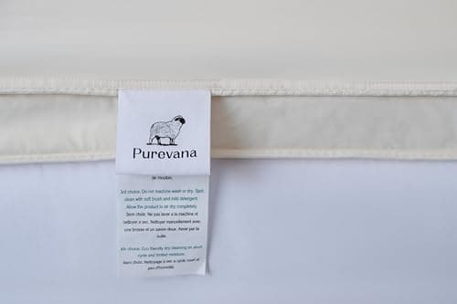 Purevana 100% Merino Wool Mattress Topper for Back Pain Relief Natural Handmade Merino Wool Pad 1 Inch Thick Cooling Breathable with 2 Elastic Straps, Ivory Queen 60x80 Inches 6