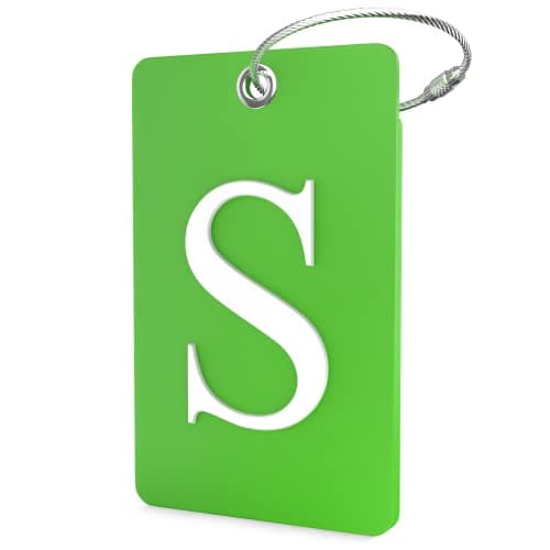 Shacke Luggage Tag Initial – Fully Bendable Tag w/Stainless Steel Loop (Letter S)