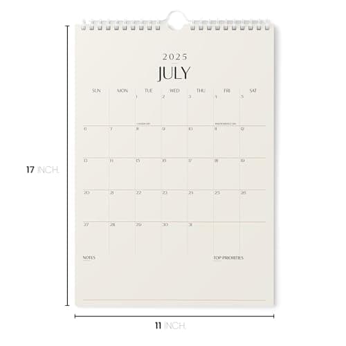 Karto Wall Calendar 2024-2025 - Vertical 11x17 inch Runs Until December 2025 - Boost Your Productivity and Easy Planning with the Aesthetic Monthly Calendar - Beige 6